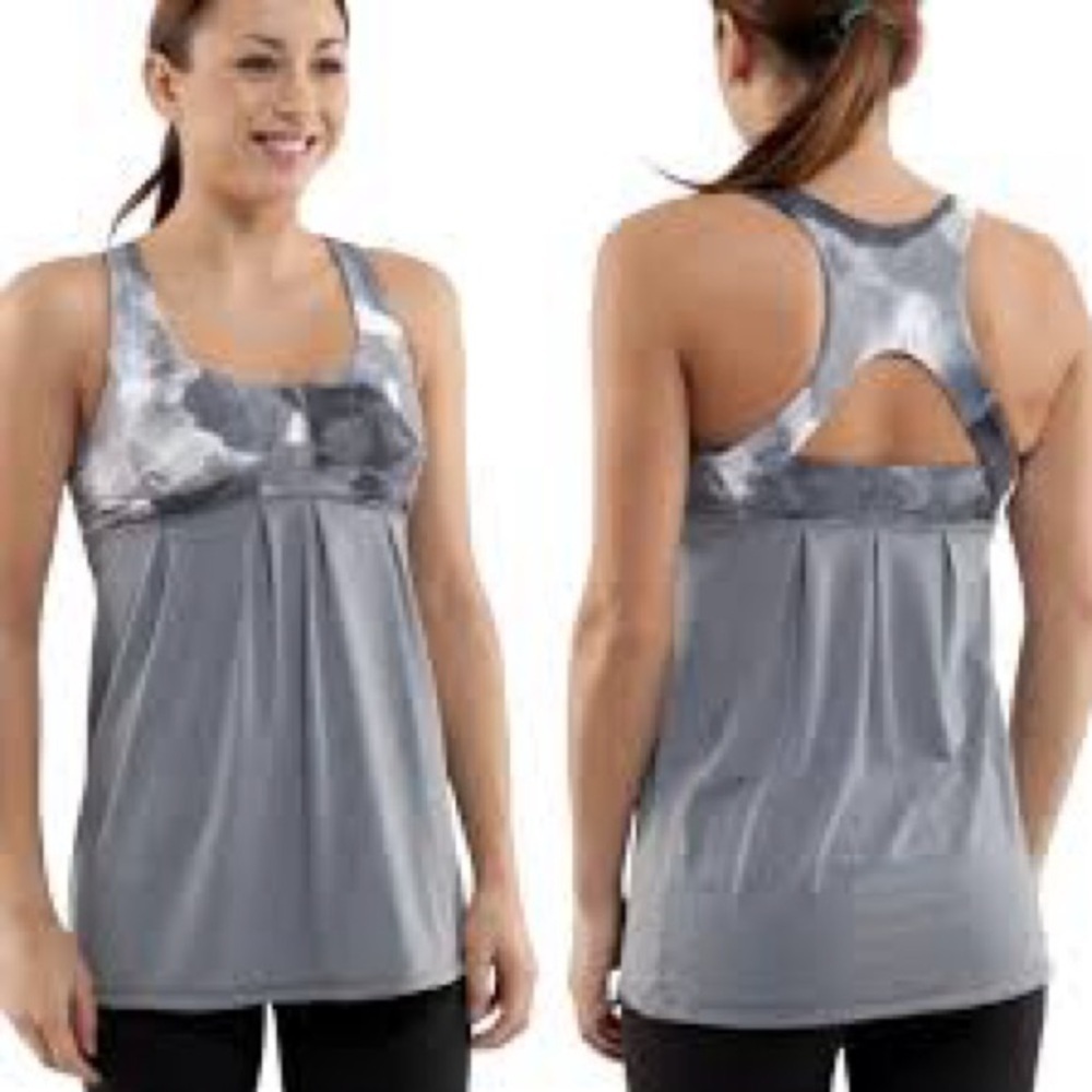 Lululemon Run: Your Heart Out Tank in Heather Blurred Grey / White Coal ~ size 8